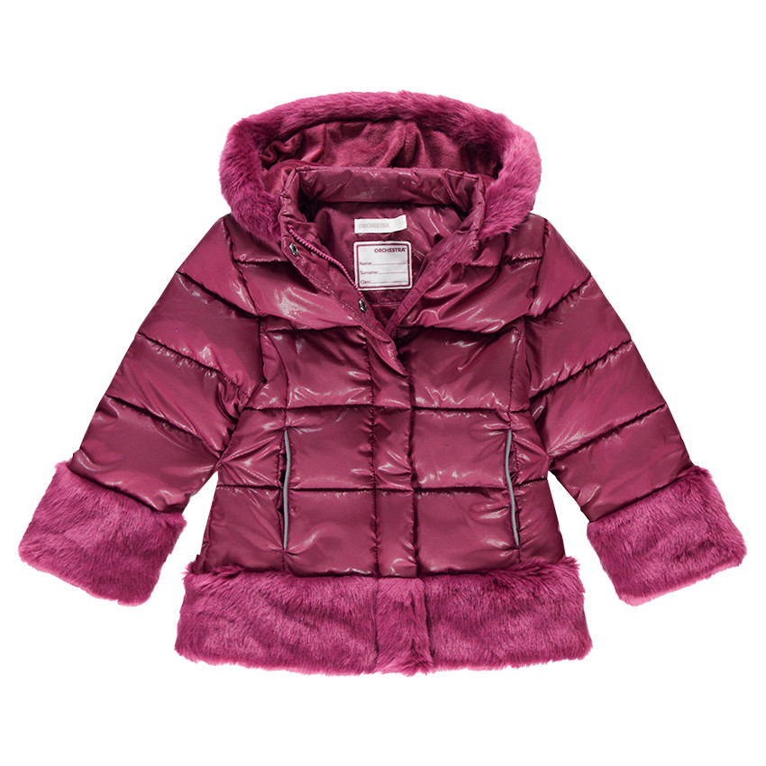 Parka matelassée doublée sherpa avec détails en fausse fourrure 