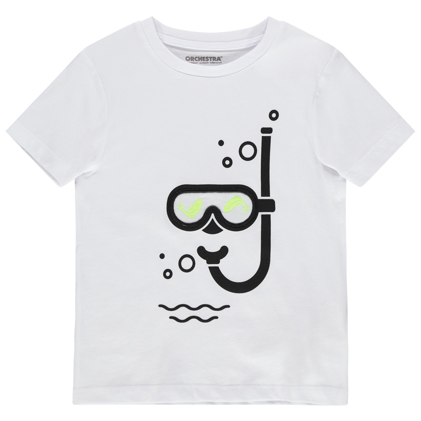 T-shirt manches courtes print plongeur avec hublot plastifié 