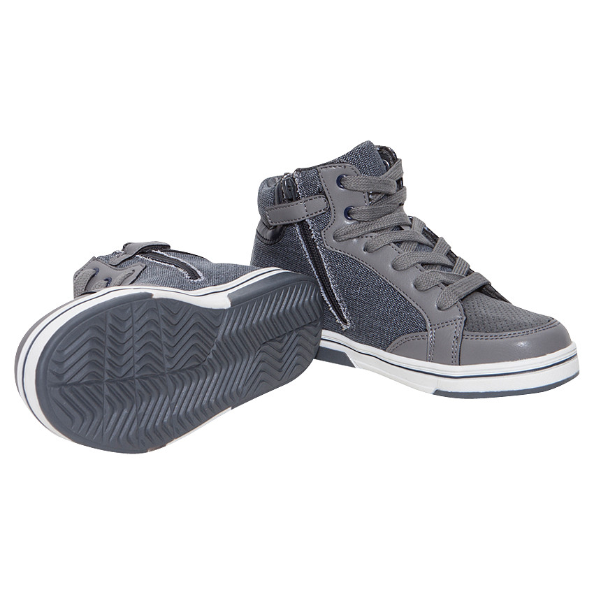 Baskets montantes bi-matière à lacets et zip 