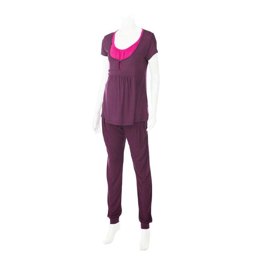 Pantalon homewear de grossesse à pois 