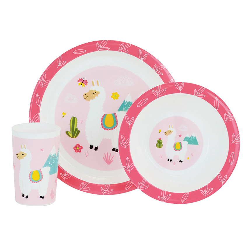 Coffret repas 3 pièces motif Lama 