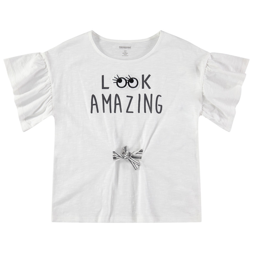 Junior - T-shirt à manches courtes volantées et liens à nouer 