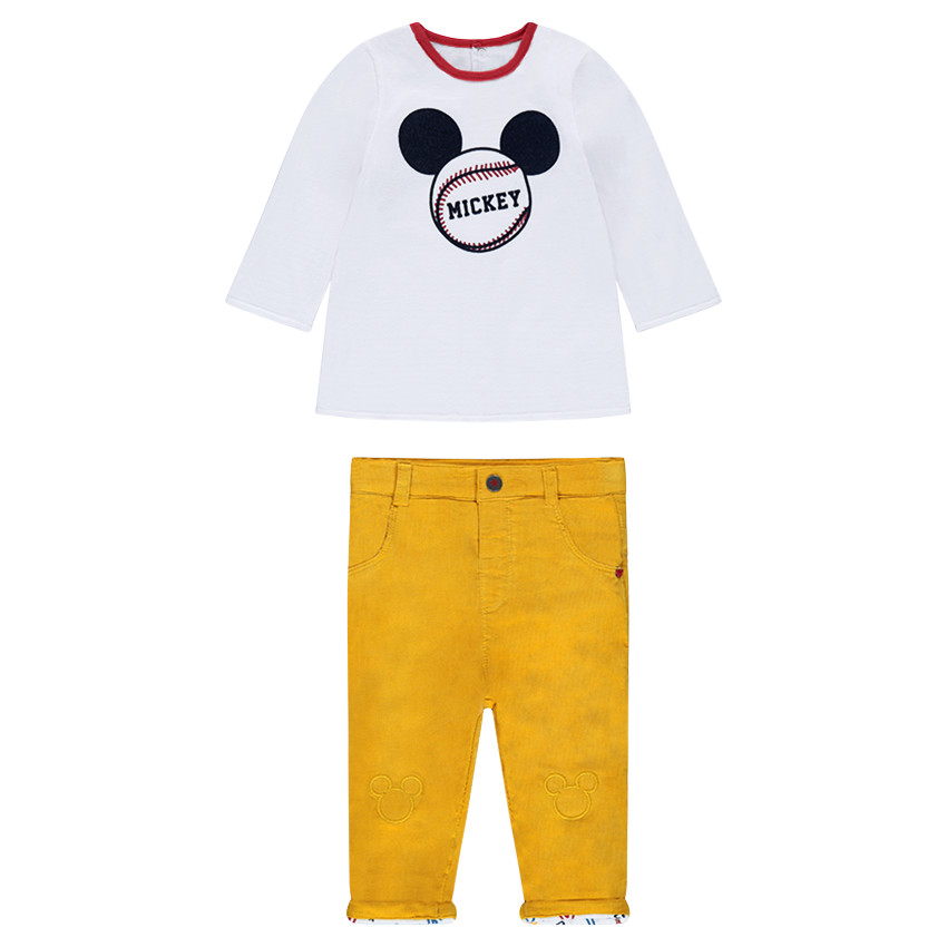 Ensemble tee-shirt manches longues réversible Mickey et pantalon en velours 