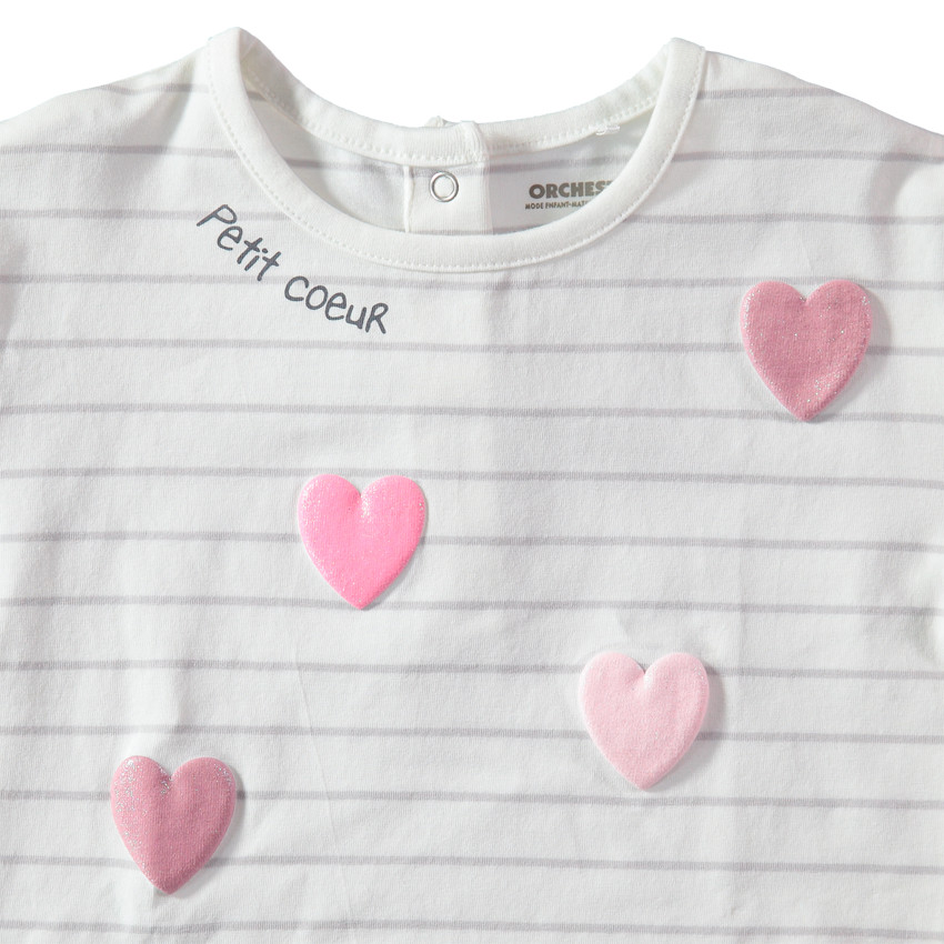 T-shirt manches longues rayé avec motif pailleté en relief 