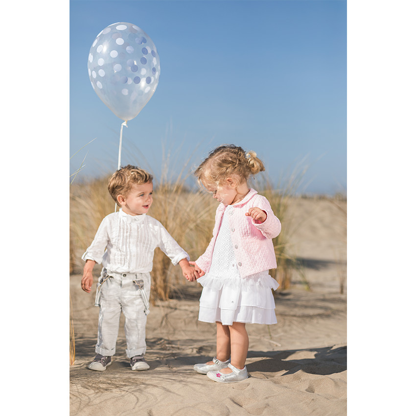 Pantalon en coton rayé avec bretelles amovibles 