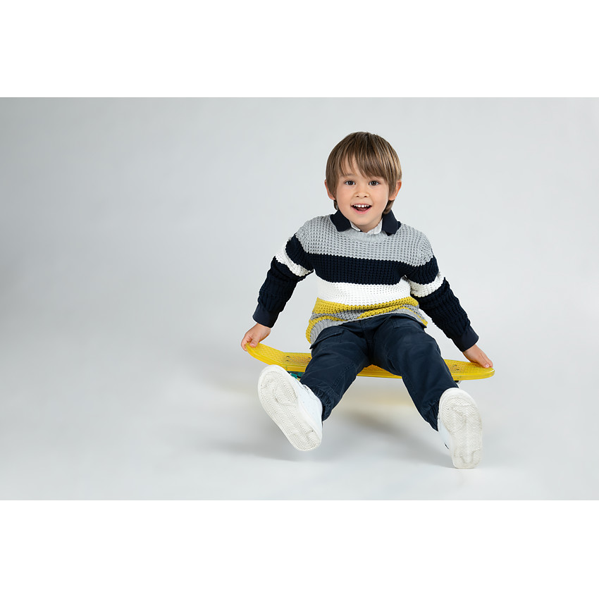 Pull en tricot épais à bandes contrastées 