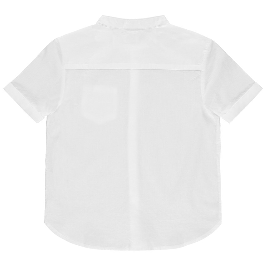 Chemise de cérémonie blanche à col mao et poche 
