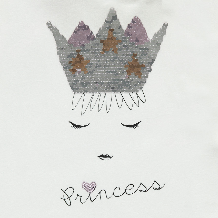 Sous-pull à col roulé avec print et couronne en sequins magiques 