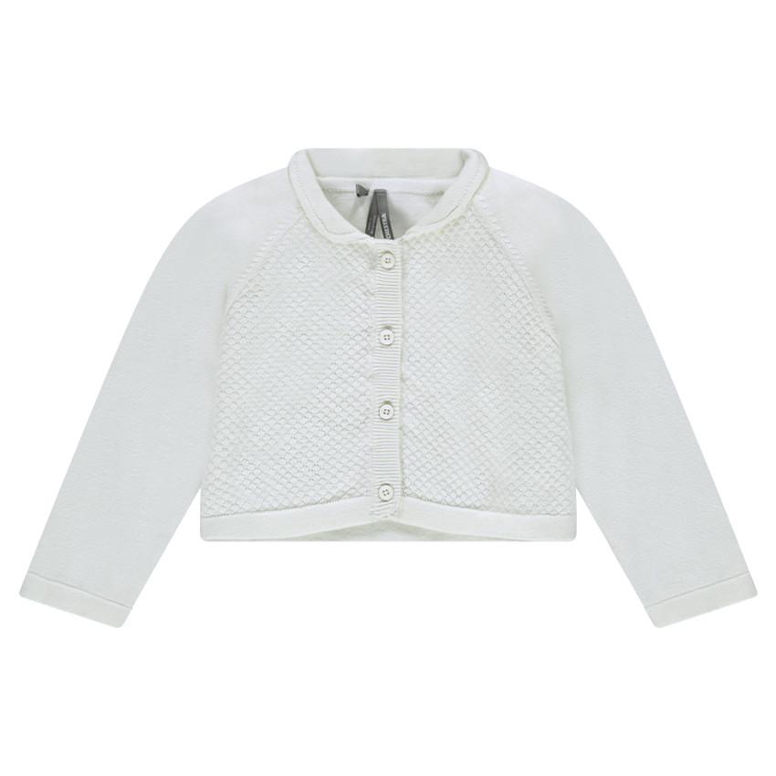 Gilet en tricot uni avec maille fantaisie 