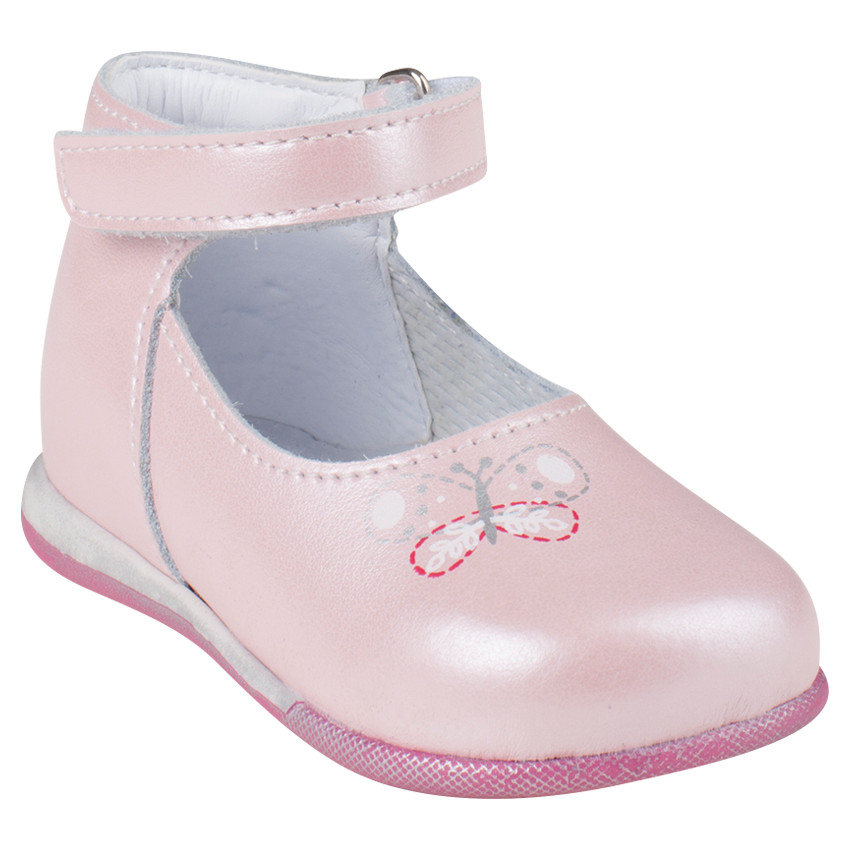 Babies roses en cuir effet irisé avec print papillon  