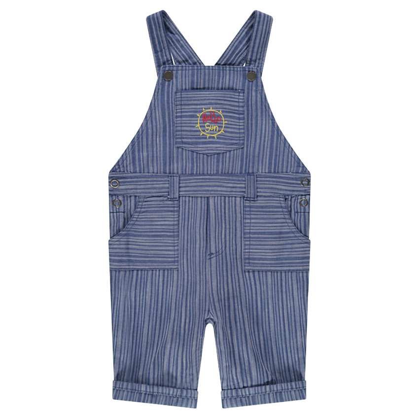 Salopette courtes à rayures jacquard avec soleil brodé 