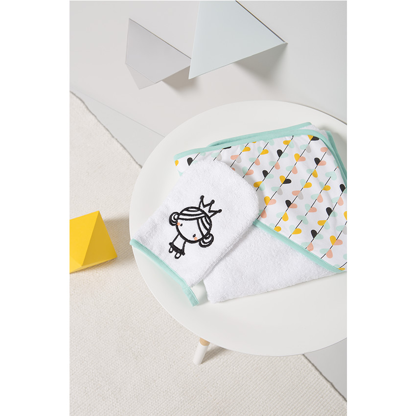 Set de bain cape et gant de toilette print princesse 