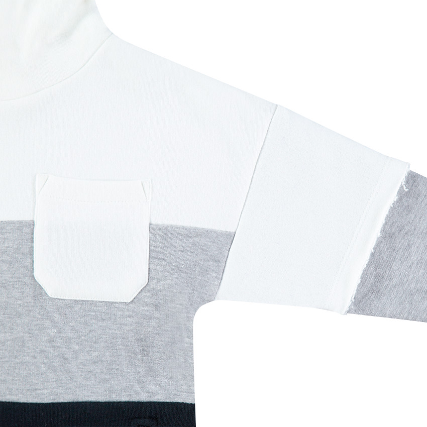 Sweat en molleton tricolore avec poche plaquée et zips sur le devant 