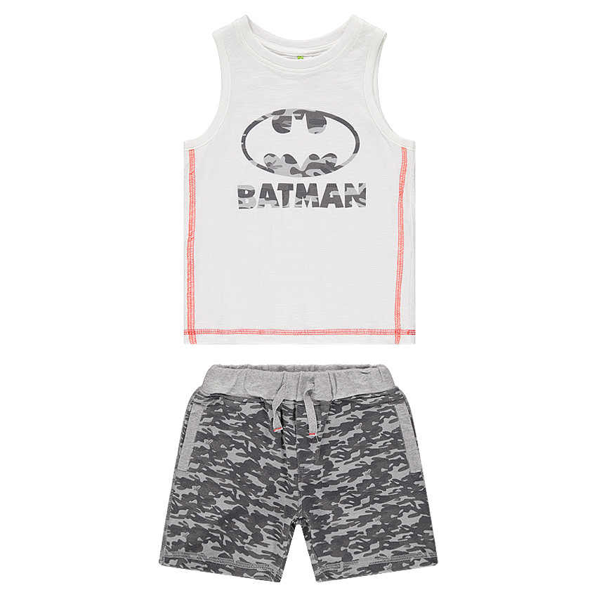 Ensemble de plage avec débardeur print Batman et bermuda army 