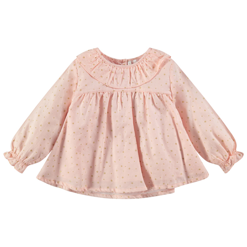 Tunique manches longues à étoiles dorées printées all-over 