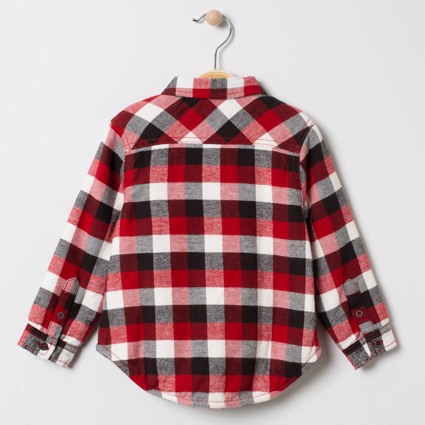 Chemise à carreaux en flanelle doublée sherpa à poches 