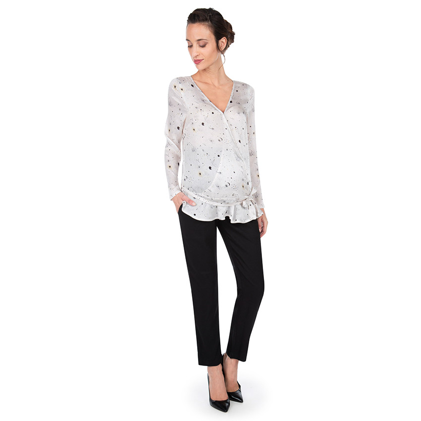 Top de grossesse croisé avec imprimé graphique all-over 