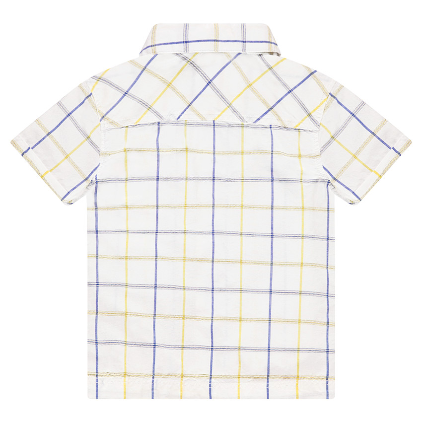 Chemise manches courtes à carreaux avec motif brodé 
