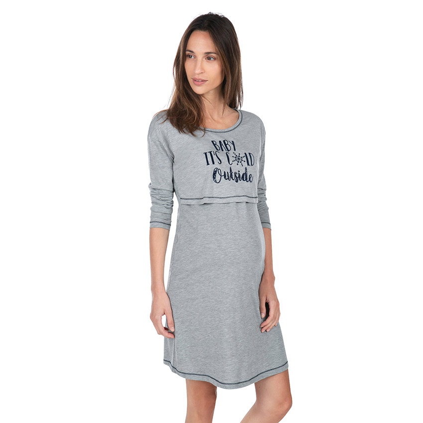 Chemise de nuit de grossesse et d'allaitement avec texte printé 
