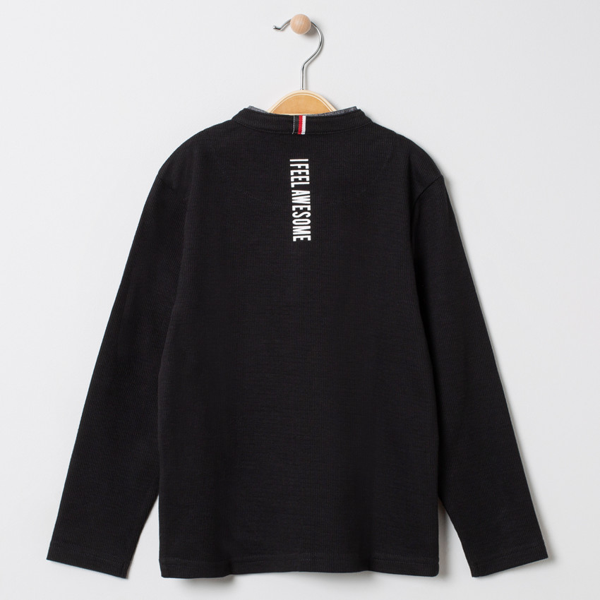 T-shirt manches longues effet 2 en 1 avec détails en chambray 