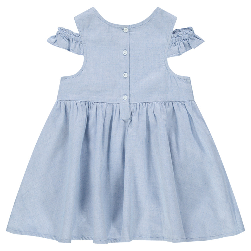 Robe à épaules ajourées avec arc-en-ciel brodé et poche 