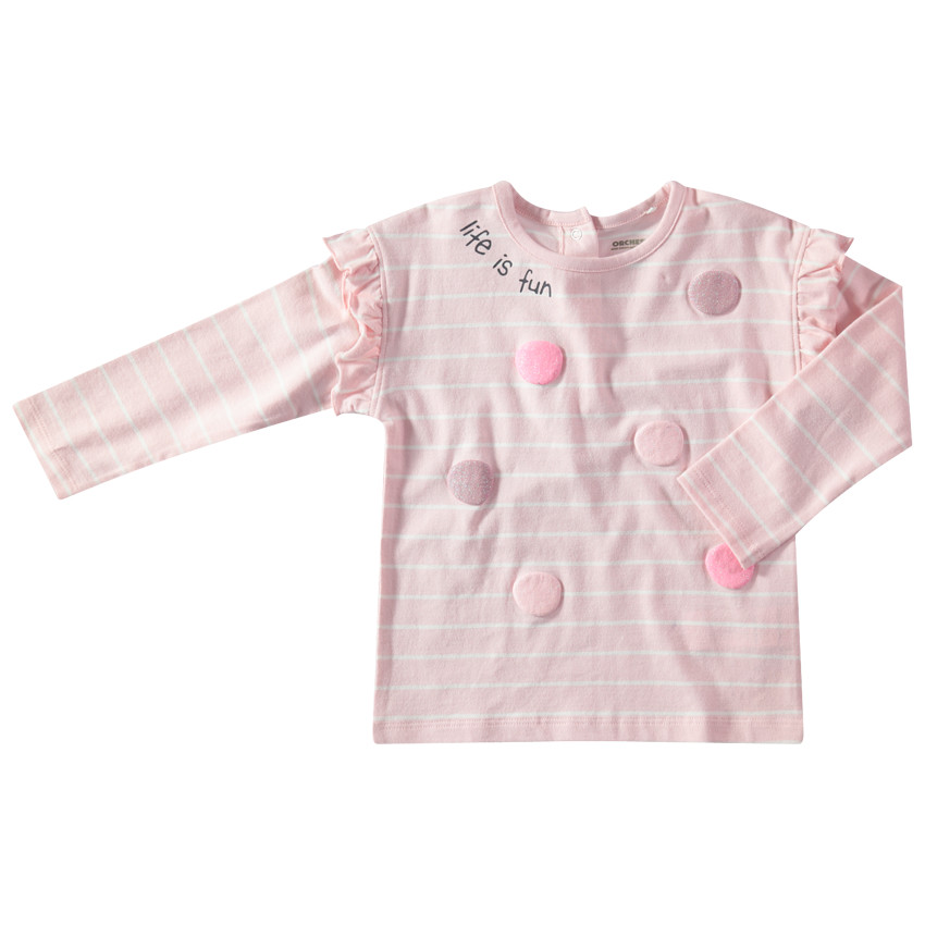 T-shirt manches longues rayé avec motif pailleté en relief 