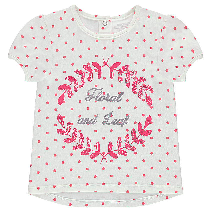 Tee-shirt manches courtes avec pois all-over et motif printé sur le devant 