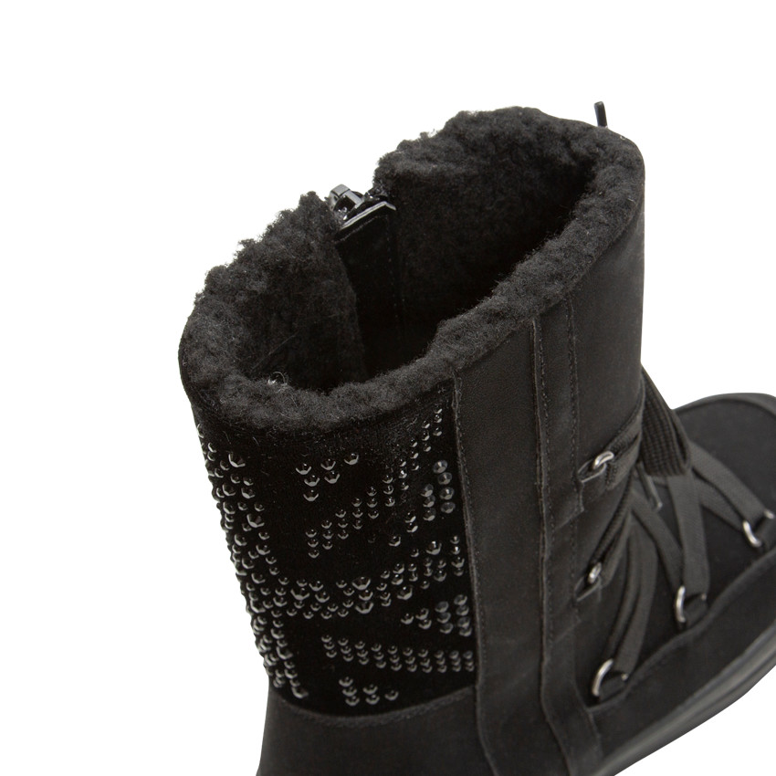 1/2 bottes fourrées style après-ski à lacets et zip du 28 au 35 