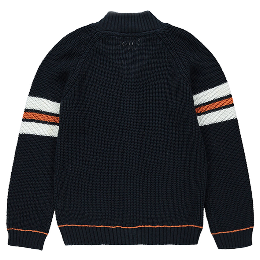 Junior - Gilet en tricot maille épaisse avec bandes contrastées en jacquard 