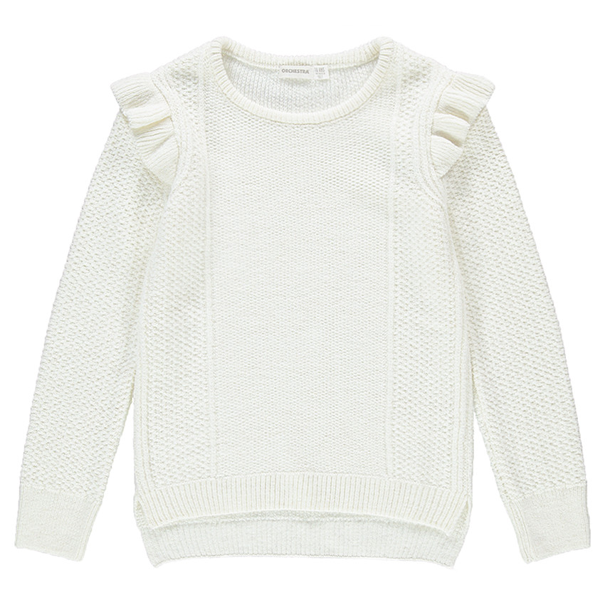 Pull en tricot avec volants sur les emmanchures 