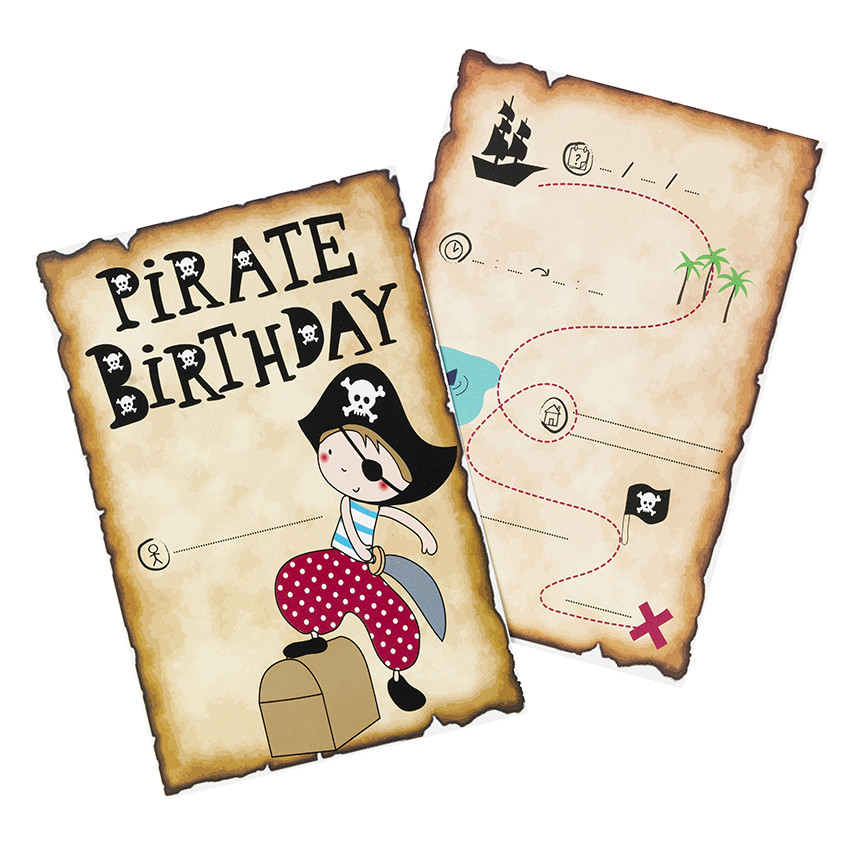 x 10 cartes d'invitation anniversaire Pirate  