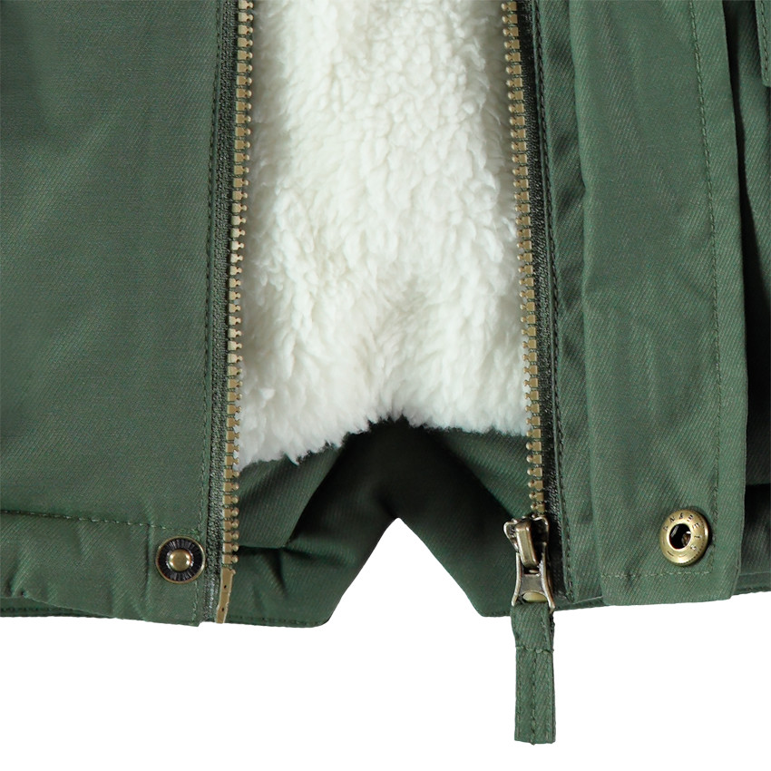 Parka en toile doublée sherpa à capuche amovible 