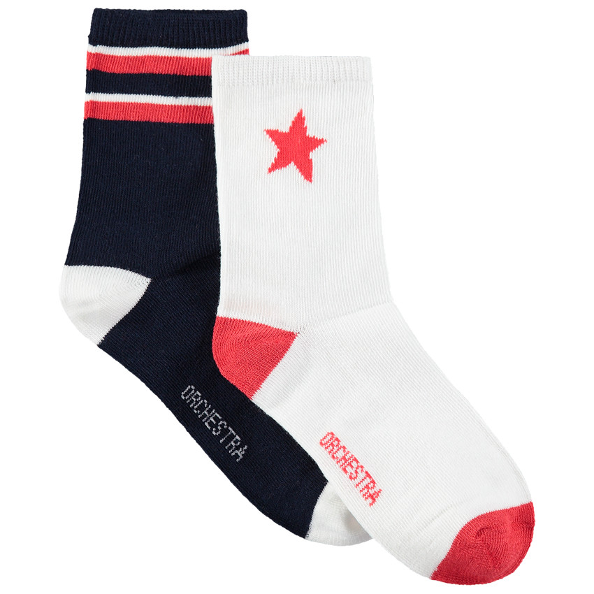 Lot de 2 paires de chaussettes avec étoile et bandes en jacquard 
