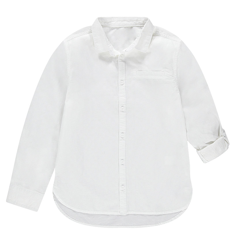 Junior - Chemise de cérémonie manches longues blanche en coton 