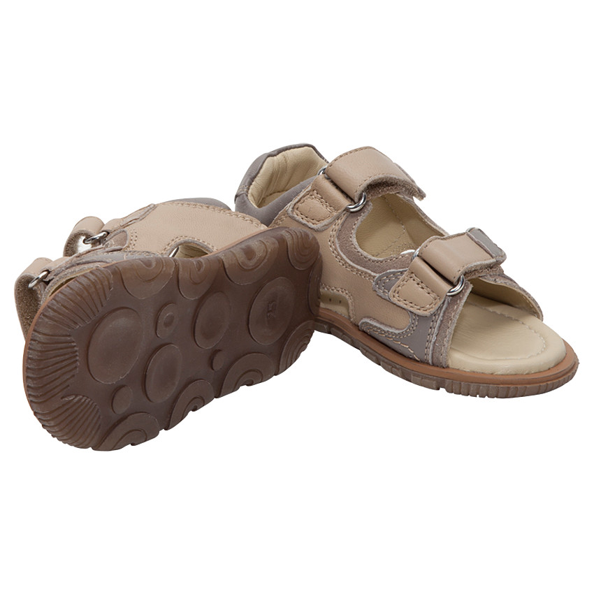 Nu-pieds en cuir à scratchs avec empiècements contrastés 