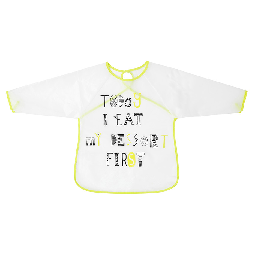 Bavoir manches longues en plastique avec print fantaisie 