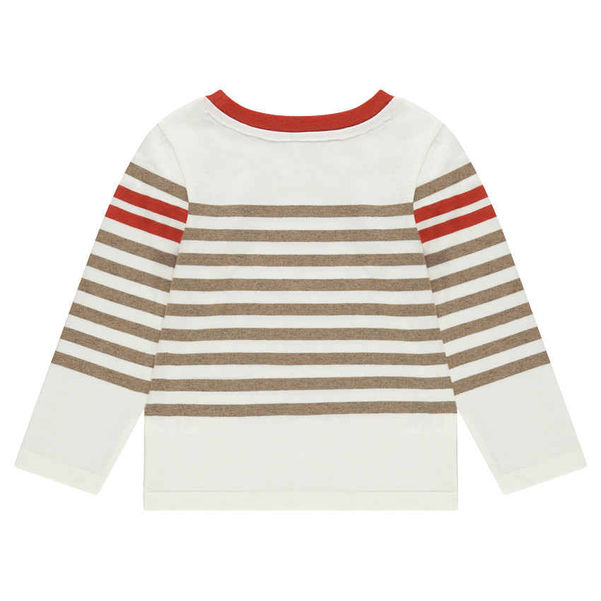 Marinière en coton avec rayures contrastées et inscription printée 