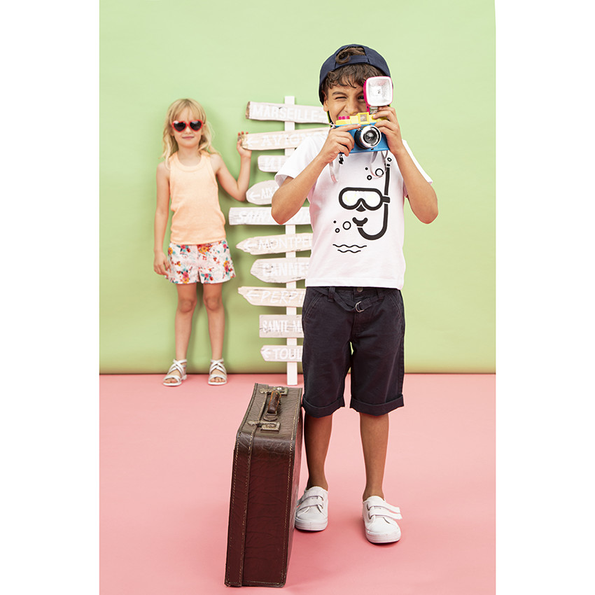 T-shirt manches courtes print plongeur avec hublot plastifié 