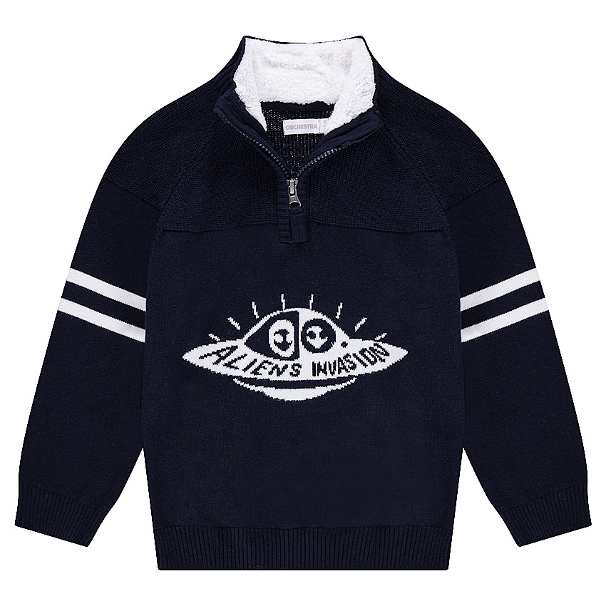 Pull en tricot avec col zippé doublé sherpa 