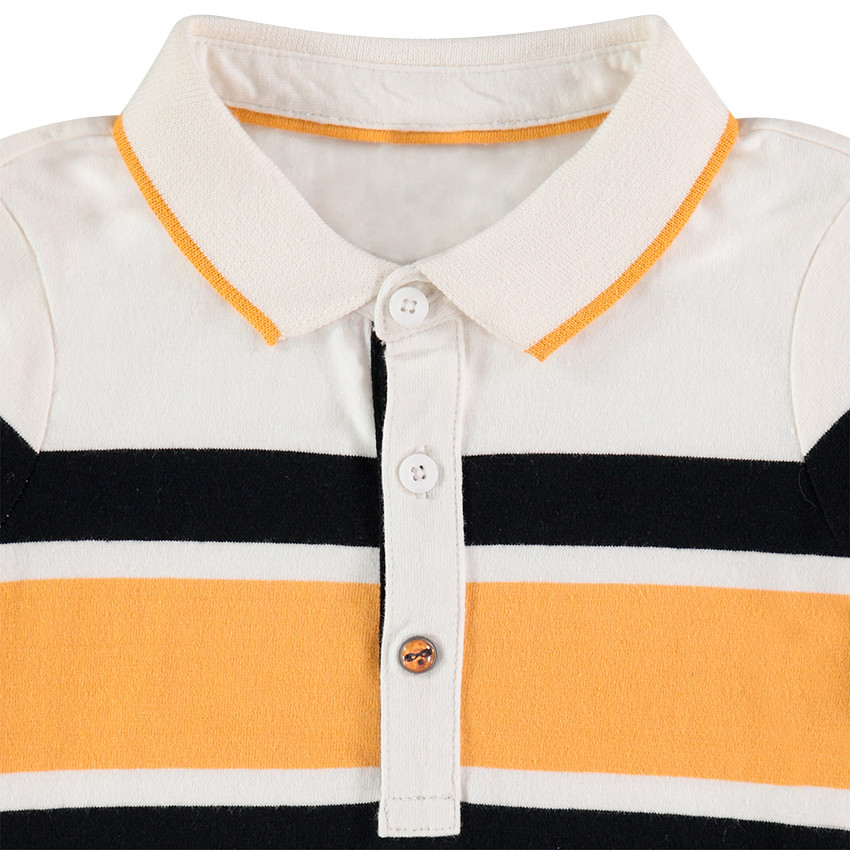 Polo manches longues avec bandes contrastées 