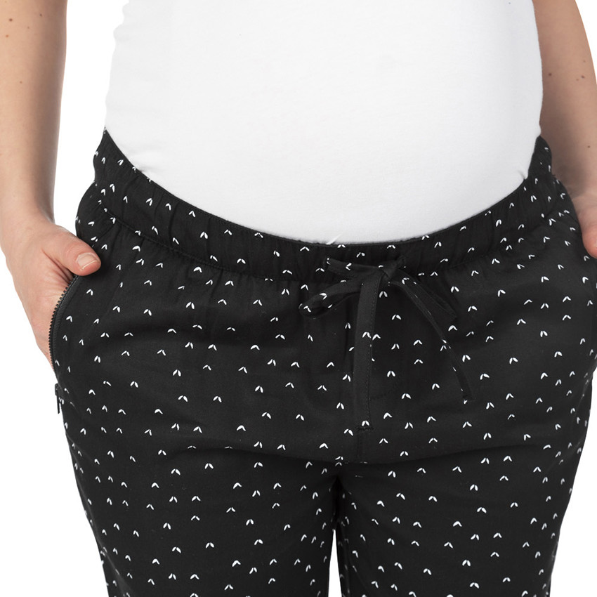 Pantalon de grossesse avec micro imprimé et poches zippées 