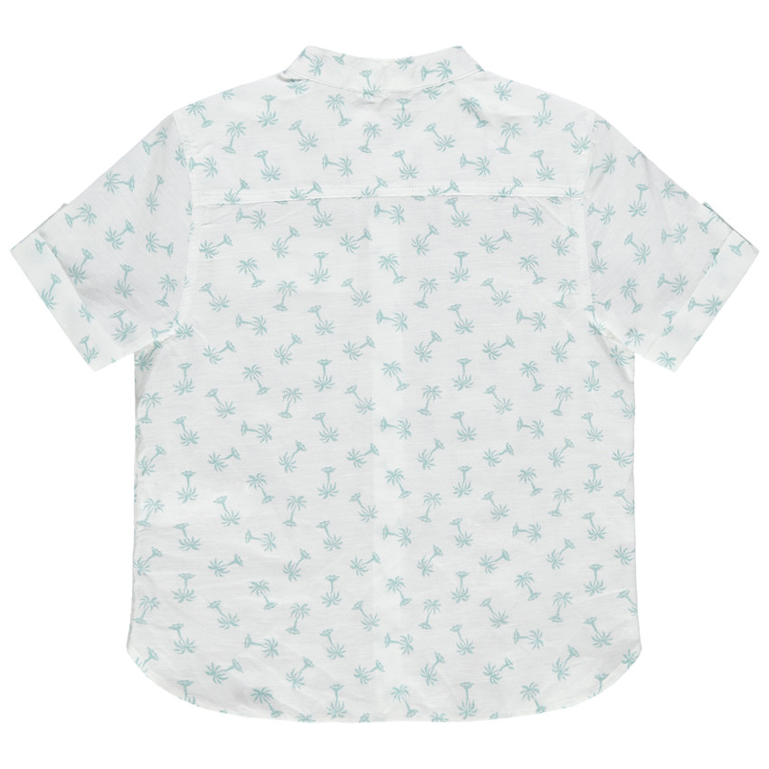 Chemise manches courtes à col mao et palmiers printés all-over 