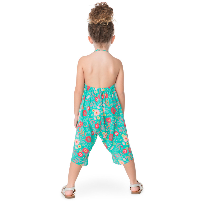 Combinaison courte ample avec fleurs colorées all-over 