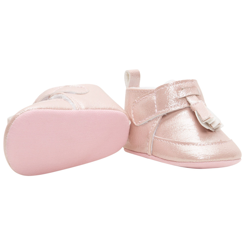 Bottillons souples irisés à scratch et pompon 