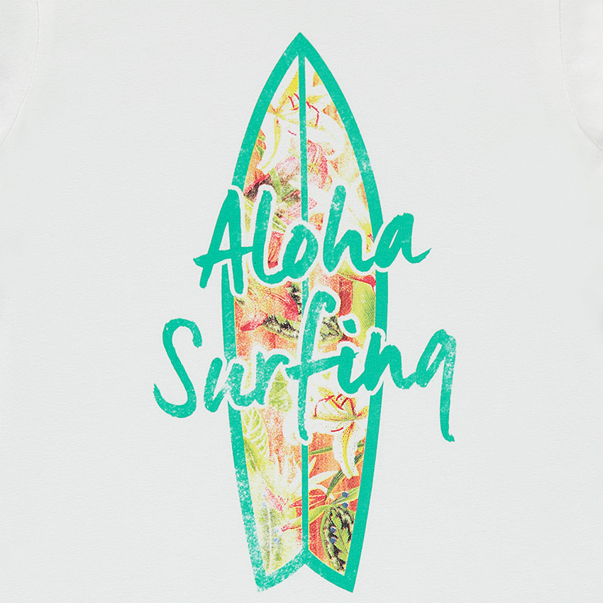 Ensemble avec tee-shirt print planche de surf et bermuda à fleurs all-over 