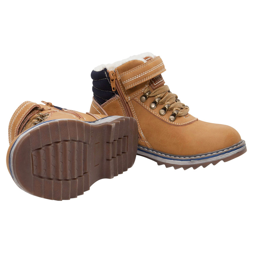 Bottillons effet cuir camel avec doublure sherpa 