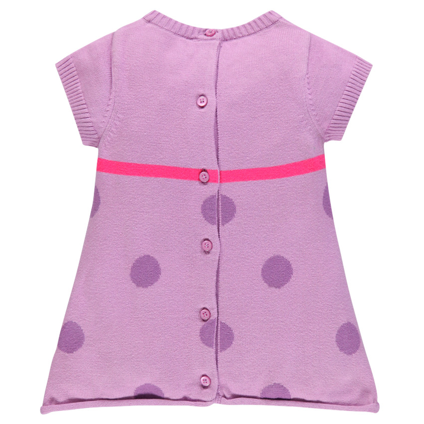 Robe manches courtes en coton avec noeud et pois 