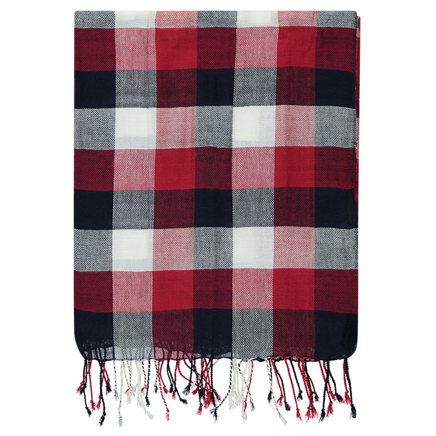 Chèche en viscose à carreaux contrastés 