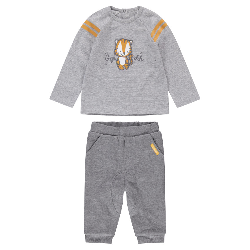 Ensemble pantalon en molleton et tee-shirt avec tigre brodé 