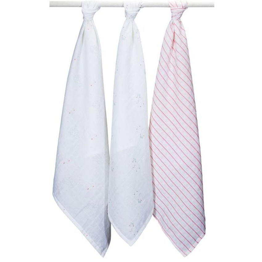 Lot de 3 langes en coton bio 70x70cm - Mila 